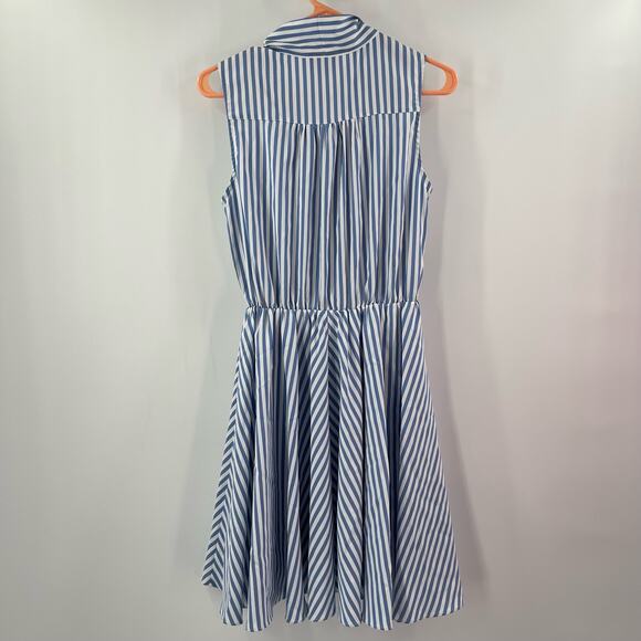 MOLLY BRACKEN Dress Size Small Stripes Nautical Fit and Flare Blue White Summer - Picture 4 of 12